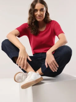 Baumwoll-Basic-Shirt Halbarm