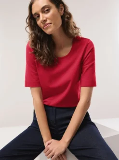 Baumwoll-Basic-Shirt Halbarm