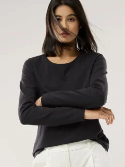 Baumwoll-Basic-Shirt Langarm