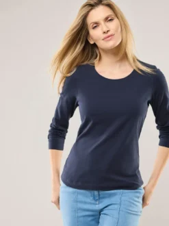 Baumwoll-Basic-Shirt Langarm
