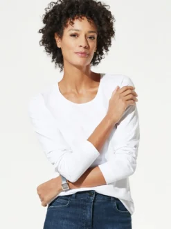 Baumwoll-Basic-Shirt Langarm