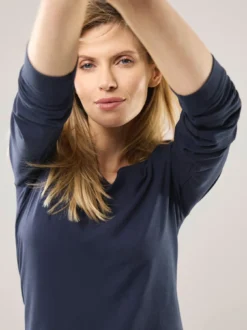 Baumwoll-Basic-Shirt Langarm