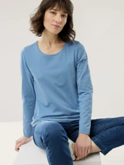 Baumwoll-Basic-Shirt Langarm