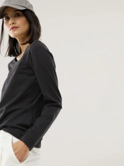 Baumwoll-Basic-Shirt Langarm