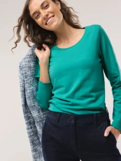 Baumwoll-Basic-Shirt Langarm