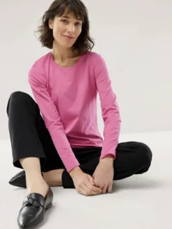 Baumwoll-Basic-Shirt Langarm