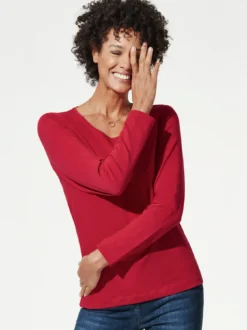 Baumwoll-Basic-Shirt Langarm