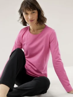 Baumwoll-Basic-Shirt Langarm
