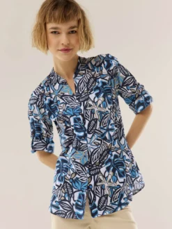Baumwoll Bluse Krempelarm