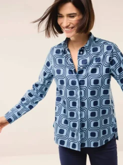 Baumwollbluse mit langer Manschette