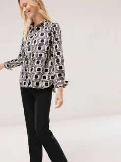 Baumwollbluse mit langer Manschette