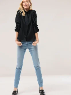 Baumwollbluse mit langer Manschette