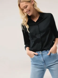 Baumwollbluse mit langer Manschette