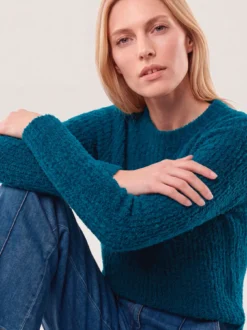 Baumwollmix Pullover in Plüschgarn