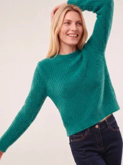 Baumwollmix Pullover in Plüschgarn