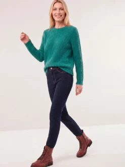 Baumwollmix Pullover in Plüschgarn