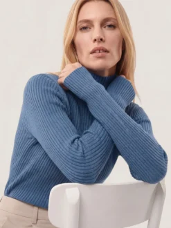 Baumwollmix Pullover in Rippenstrick Optik