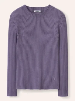 Baumwollmix Pullover in Rippenstrick Optik