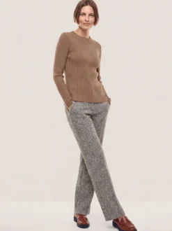 Baumwollmix Pullover in Rippenstrick Optik