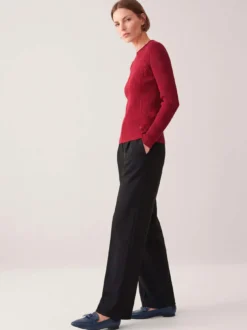 Baumwollmix Pullover in Rippenstrick Optik