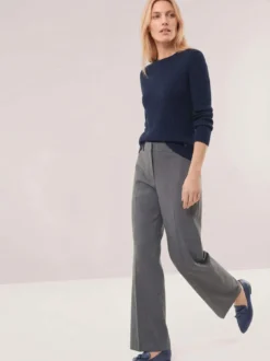 Baumwollmix Pullover in Rippenstrick Optik