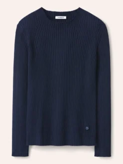 Baumwollmix Pullover in Rippenstrick Optik