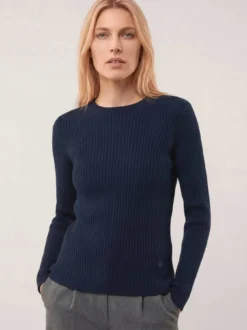 Baumwollmix Pullover in Rippenstrick Optik