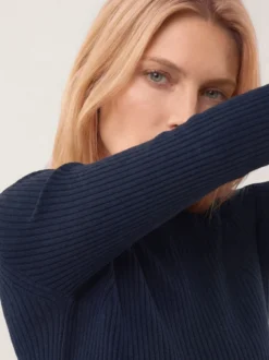 Baumwollmix Pullover in Rippenstrick Optik