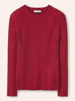 Baumwollmix Pullover in Rippenstrick Optik