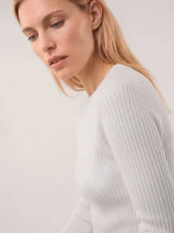 Baumwollmix Pullover in Rippenstrick Optik