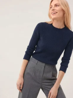 Baumwollmix Pullover in Rippenstrick Optik