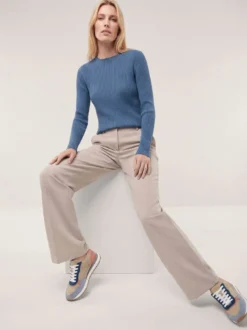 Baumwollmix Pullover in Rippenstrick Optik