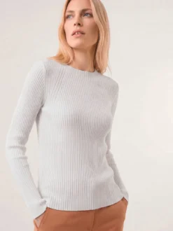 Baumwollmix Pullover in Rippenstrick Optik
