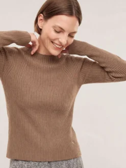 Baumwollmix Pullover in Rippenstrick Optik