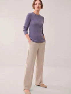Baumwollmix Pullover in Rippenstrick Optik