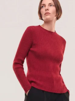 Baumwollmix Pullover in Rippenstrick Optik