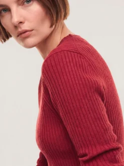 Baumwollmix Pullover in Rippenstrick Optik
