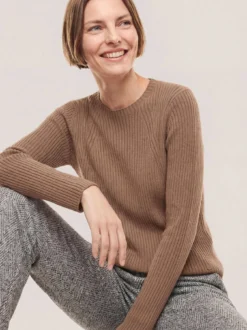 Baumwollmix Pullover in Rippenstrick Optik