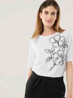Baumwollshirt Kordelstickerei