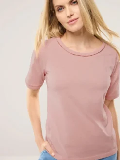 Baumwollshirt Lochstickereiband