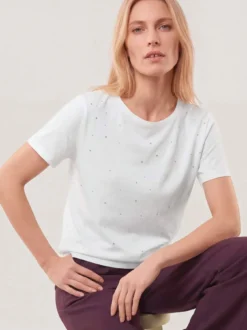 Baumwollshirt mit Glitzersteinen