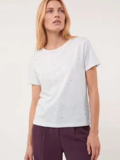 Baumwollshirt mit Glitzersteinen