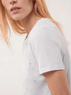 Baumwollshirt mit Glitzersteinen