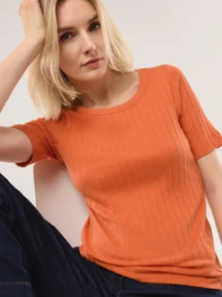 Baumwollshirt Rippenstruktur