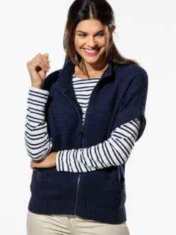 Baumwoll-Zip-Strickweste