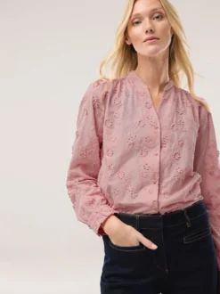 Bluse mit Blütenstickerei