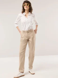 Bundfaltenhose aus Baumwollmix