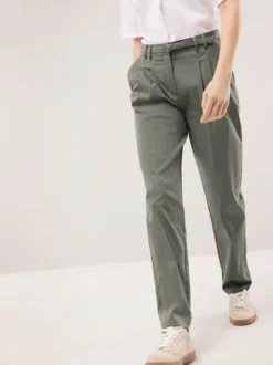 Bundfaltenhose aus Baumwollmix