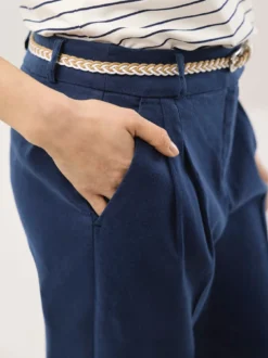 Bundfaltenhose aus Leinenmix