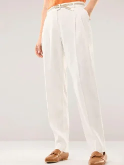 Bundfaltenhose aus Leinenmix